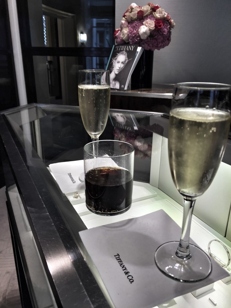 Champagne (and coke for the little one) served at Tiffany's after our purchase :)